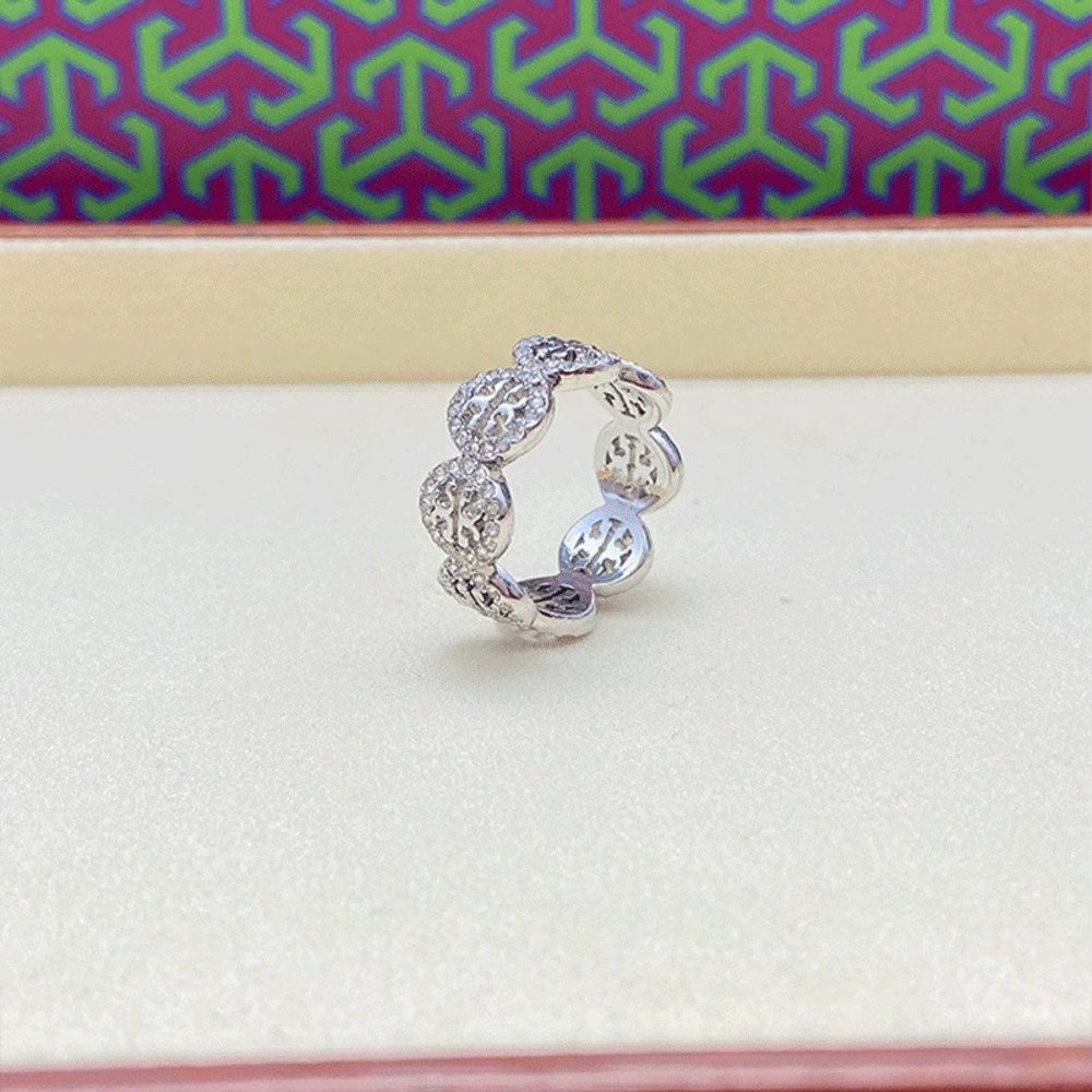 Tory Burch Rhinestone Letter Ring - Picture 2 of 8